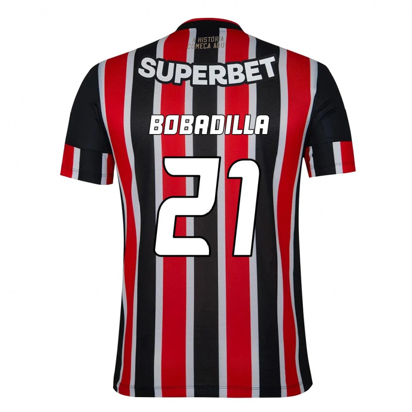 Danxen Donna Maglia Damián Bobadilla #21 Nero Rosso Kit Gara Away 2025/26 Maglietta