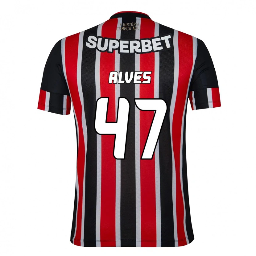Danxen Donna Maglia Matheus Alves #47 Nero Rosso Kit Gara Away 2025/26 Maglietta