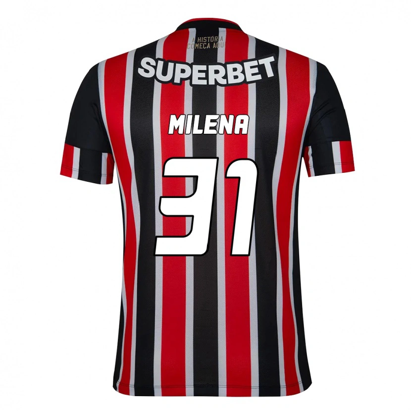 Danxen Donna Maglia Milena #31 Nero Rosso Kit Gara Away 2025/26 Maglietta