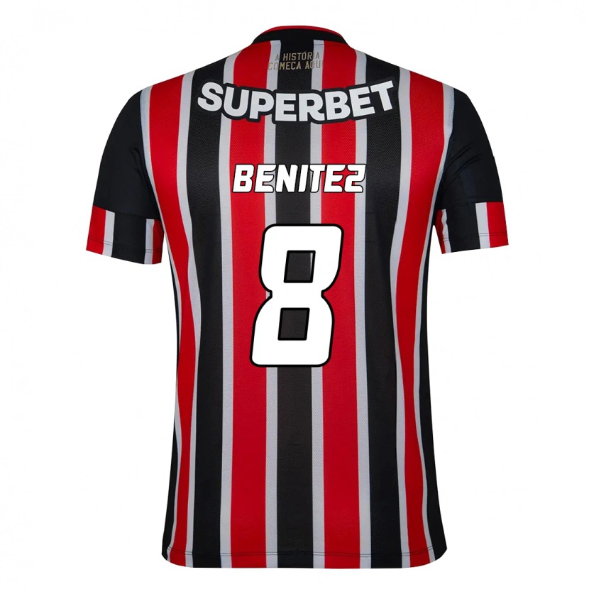 Danxen Donna Maglia Martin Benitez #8 Nero Rosso Kit Gara Away 2025/26 Maglietta