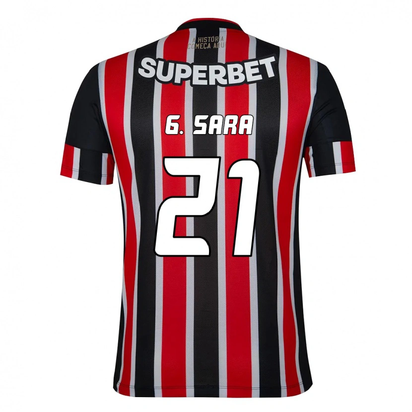 Danxen Donna Maglia Gabriel Sara #21 Nero Rosso Kit Gara Away 2025/26 Maglietta