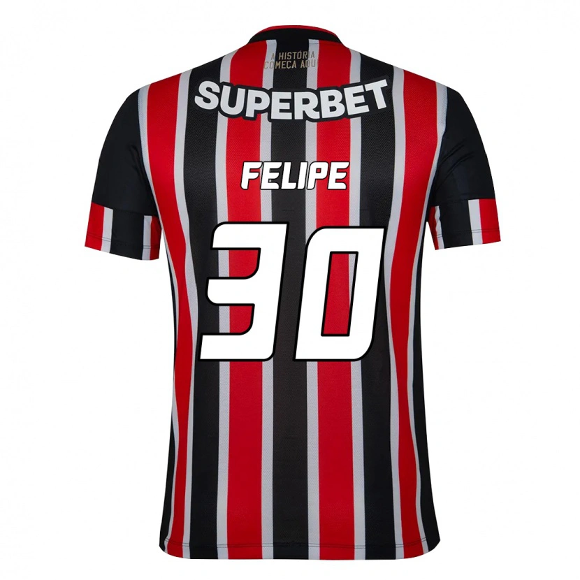 Danxen Donna Maglia Everton Felipe #30 Nero Rosso Kit Gara Away 2025/26 Maglietta