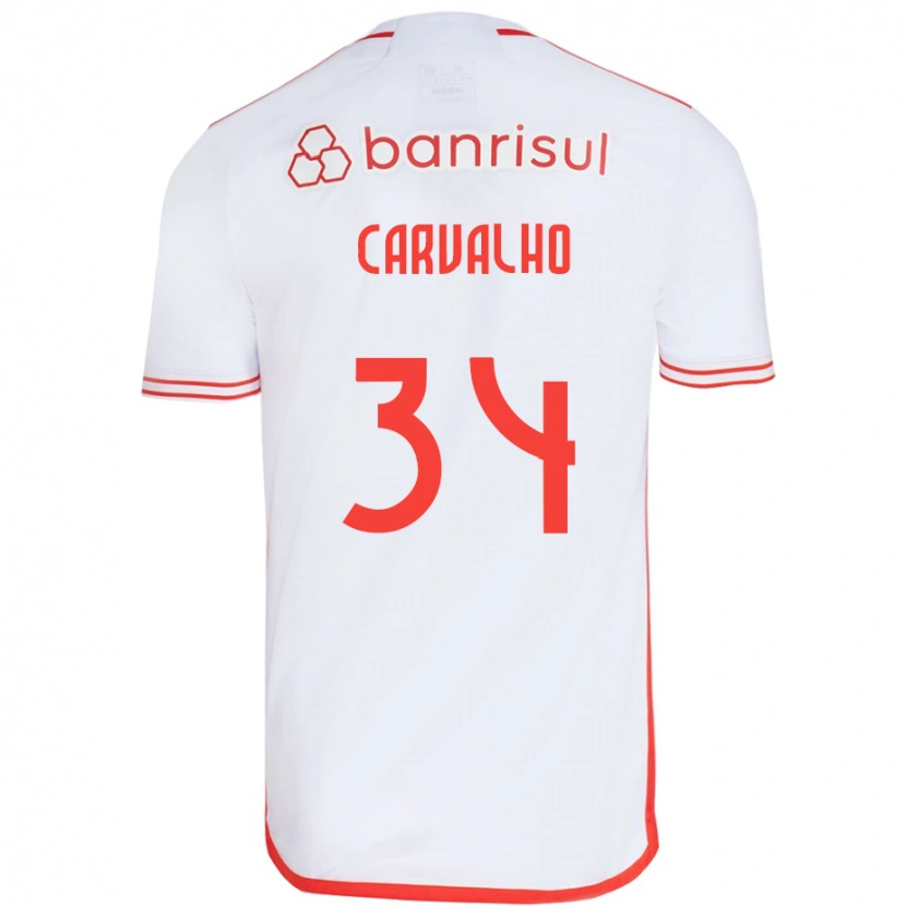 Danxen Donna Maglia Gabriel Carvalho #34 Bianco Rosso Kit Gara Away 2025/26 Maglietta