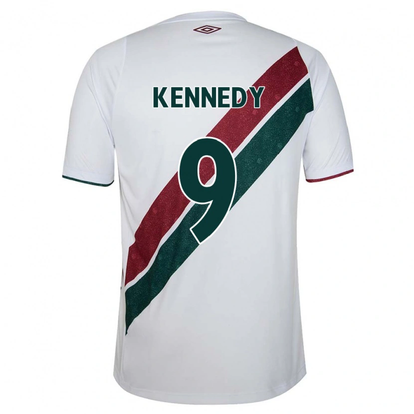 Danxen Donna Maglia John Kennedy #9 Bianco Verde Borgogna Kit Gara Away 2025/26 Maglietta