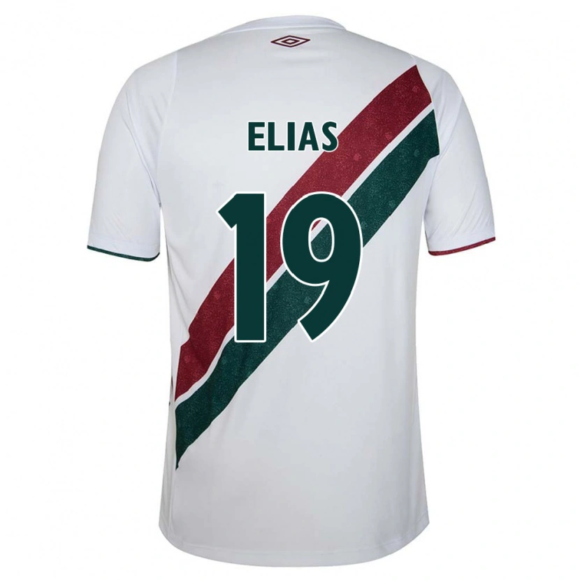 Danxen Donna Maglia Kauã Elias #19 Bianco Verde Borgogna Kit Gara Away 2025/26 Maglietta