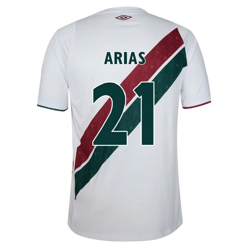 Danxen Donna Maglia Jhon Arias #21 Bianco Verde Borgogna Kit Gara Away 2025/26 Maglietta