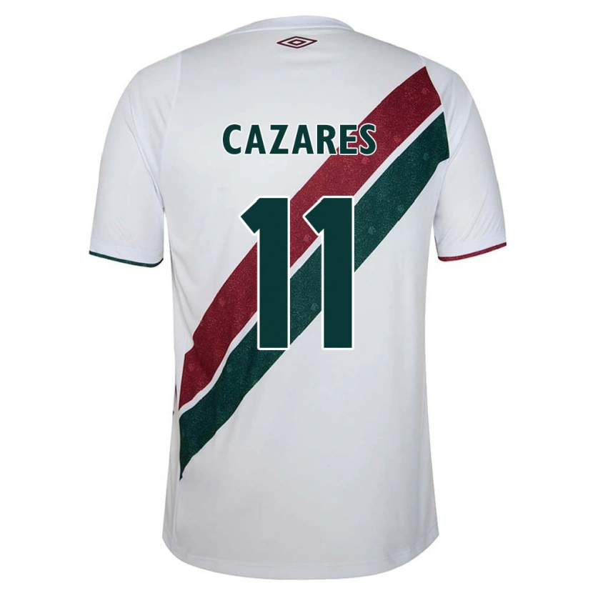 Danxen Donna Maglia Juan Cazares #11 Bianco Verde Borgogna Kit Gara Away 2025/26 Maglietta
