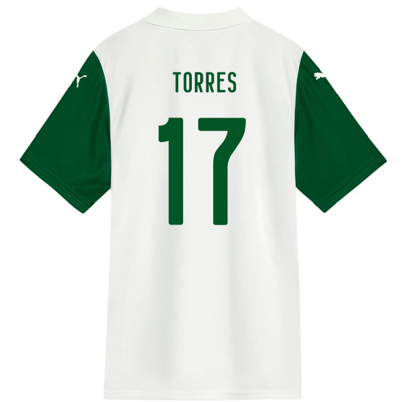 Danxen Donna Maglia Facundo Torres #17 Bianco Verde Kit Gara Away 2025/26 Maglietta