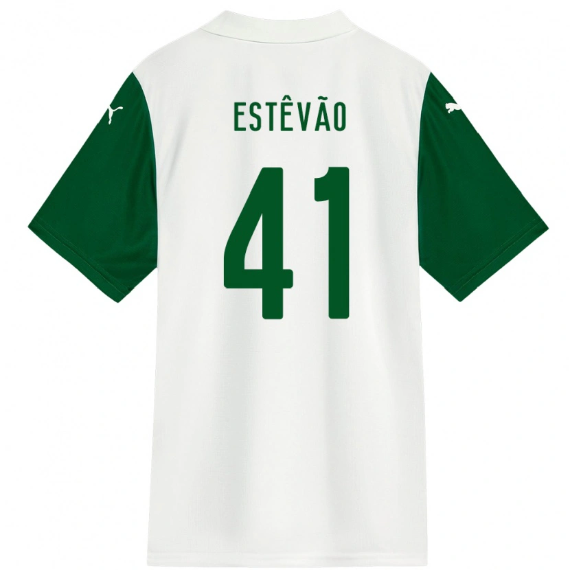 Danxen Donna Maglia Estêvão #41 Bianco Verde Kit Gara Away 2025/26 Maglietta