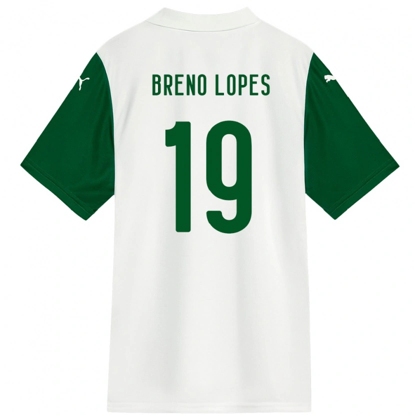 Danxen Donna Maglia Breno Lopes #19 Bianco Verde Kit Gara Away 2025/26 Maglietta