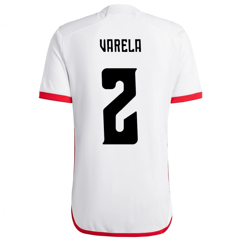 Danxen Donna Maglia Guillermo Varela #2 Bianco Rosso Kit Gara Away 2025/26 Maglietta