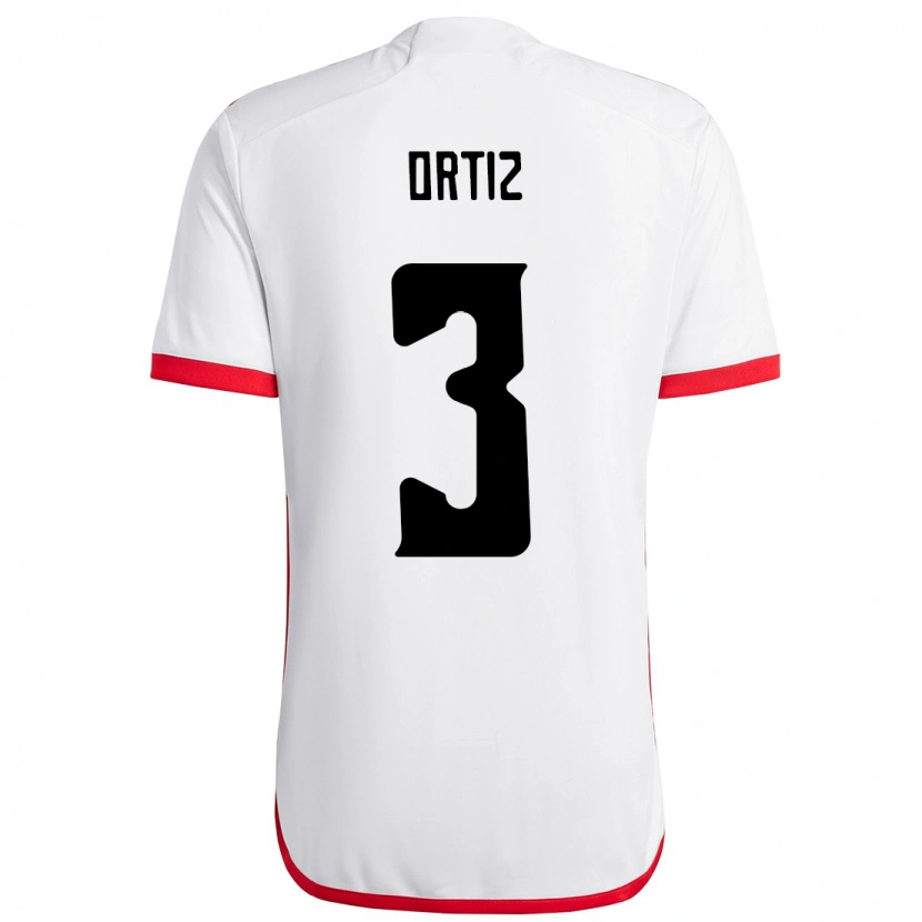 Danxen Donna Maglia Léo Ortiz #3 Bianco Rosso Kit Gara Away 2025/26 Maglietta