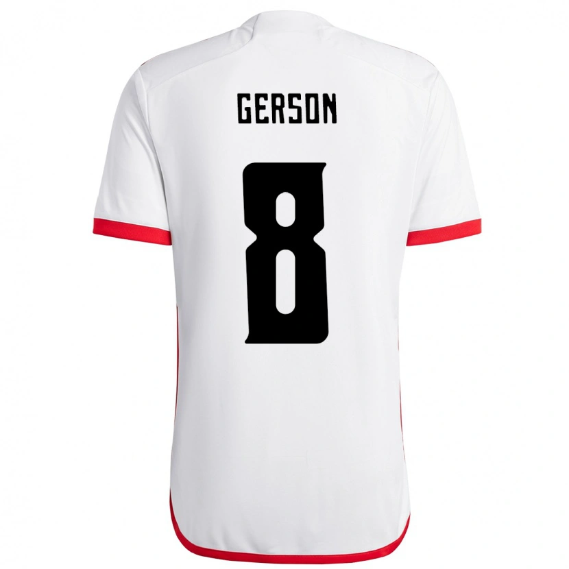 Danxen Donna Maglia Gerson #8 Bianco Rosso Kit Gara Away 2025/26 Maglietta