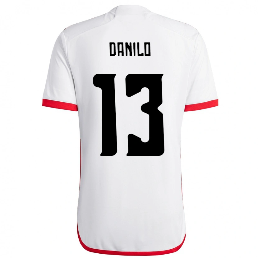 Danxen Donna Maglia Danilo #13 Bianco Rosso Kit Gara Away 2025/26 Maglietta