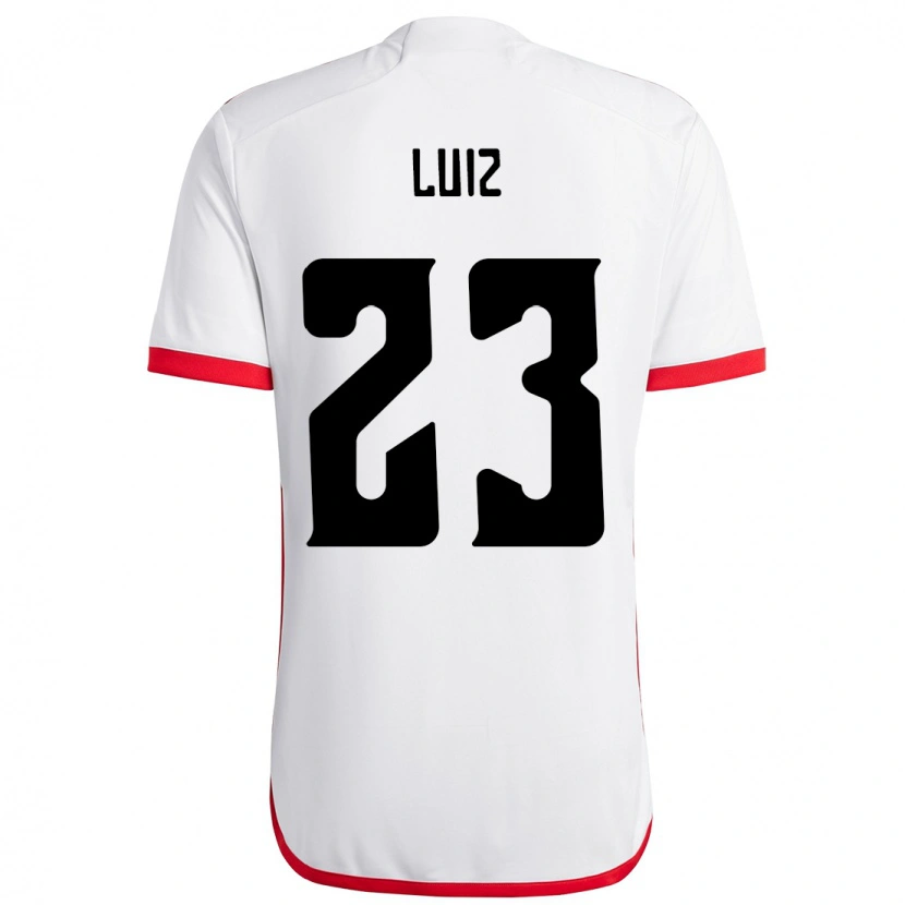 Danxen Donna Maglia David Luiz #23 Bianco Rosso Kit Gara Away 2025/26 Maglietta