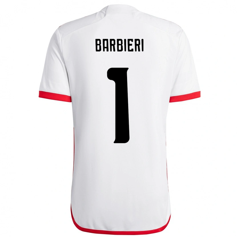 Danxen Donna Maglia Gabi Barbieri #1 Bianco Rosso Kit Gara Away 2025/26 Maglietta