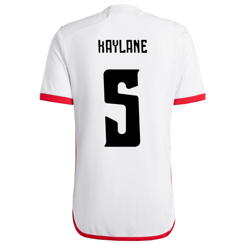Danxen Donna Maglia Kaylane #5 Bianco Rosso Kit Gara Away 2025/26 Maglietta