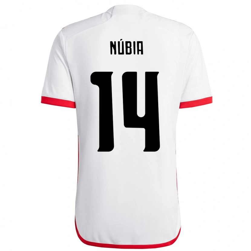 Danxen Donna Maglia Núbia #14 Bianco Rosso Kit Gara Away 2025/26 Maglietta