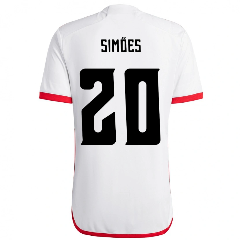 Danxen Donna Maglia Fabi Simões #20 Bianco Rosso Kit Gara Away 2025/26 Maglietta