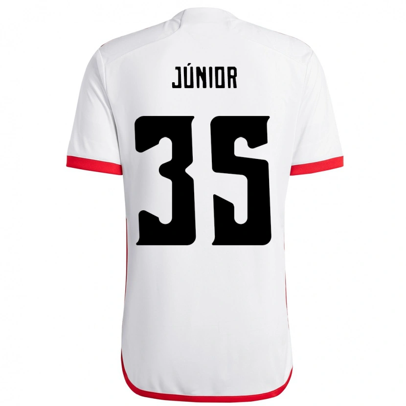 Danxen Donna Maglia Kaylaine Júnior #35 Bianco Rosso Kit Gara Away 2025/26 Maglietta