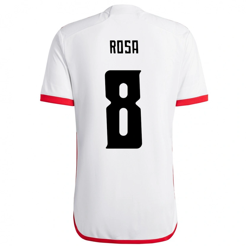 Danxen Donna Maglia Bruna Rosa #8 Bianco Rosso Kit Gara Away 2025/26 Maglietta
