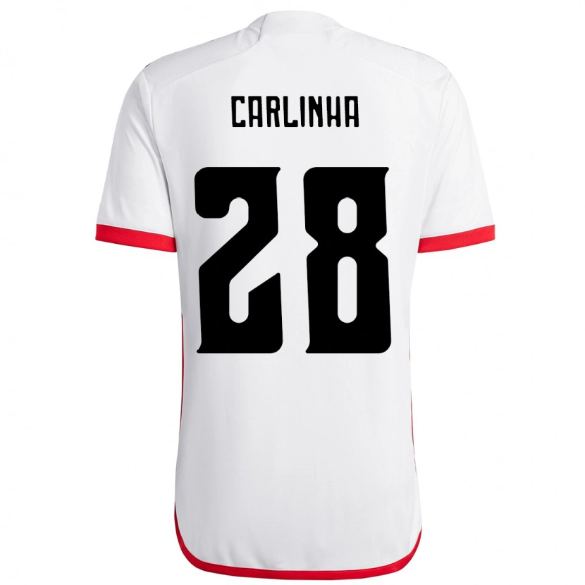 Danxen Donna Maglia Carlinha #28 Bianco Rosso Kit Gara Away 2025/26 Maglietta