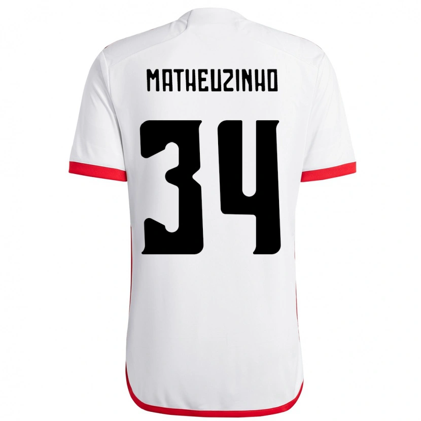 Danxen Donna Maglia Matheuzinho #34 Bianco Rosso Kit Gara Away 2025/26 Maglietta