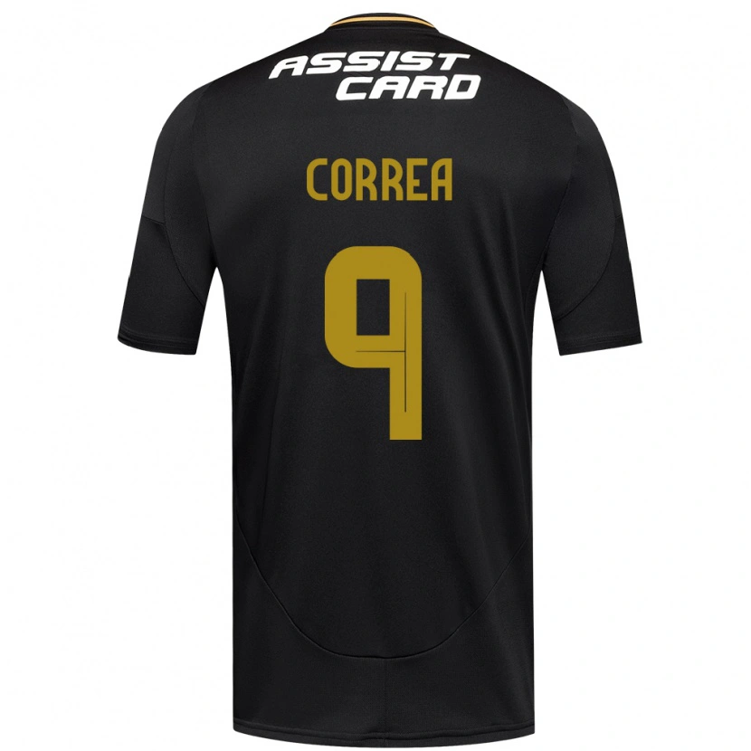 Danxen Donna Maglia Javier Correa #9 Nero Bianco Kit Gara Away 2025/26 Maglietta