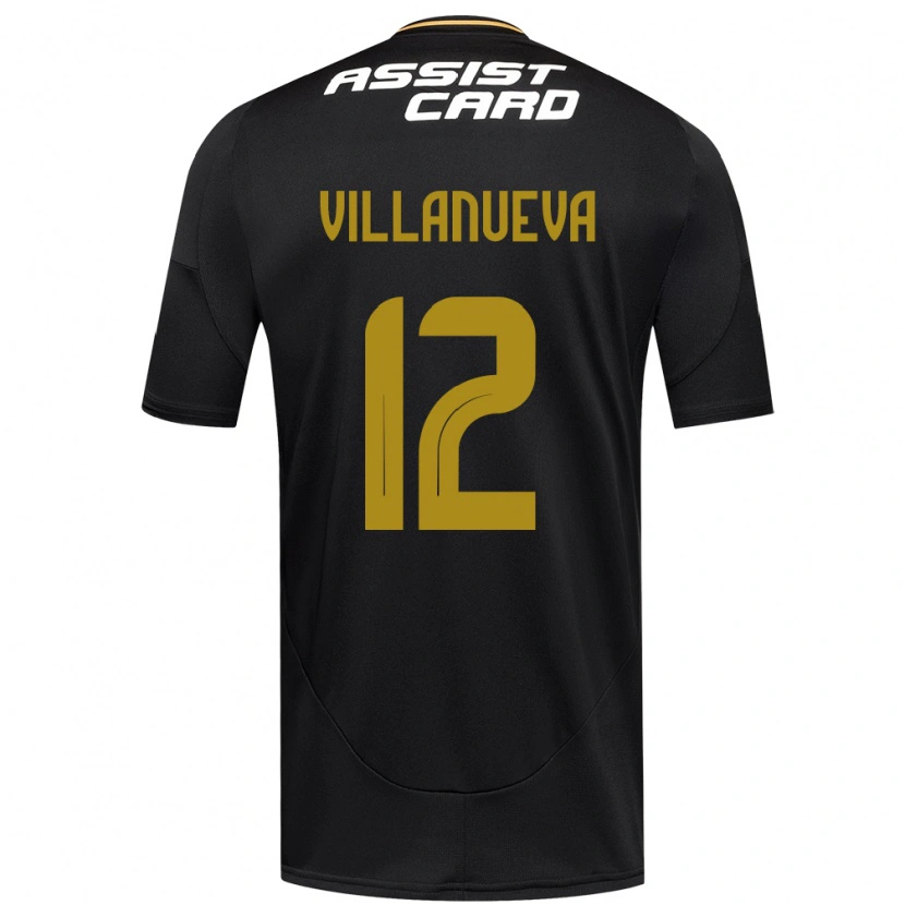 Danxen Donna Maglia Eduardo Villanueva #12 Nero Bianco Kit Gara Away 2025/26 Maglietta