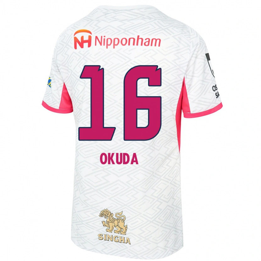 Danxen Donna Maglia Hayato Okuda #16 Bianco Rosa Sakura Kit Gara Away 2025/26 Maglietta