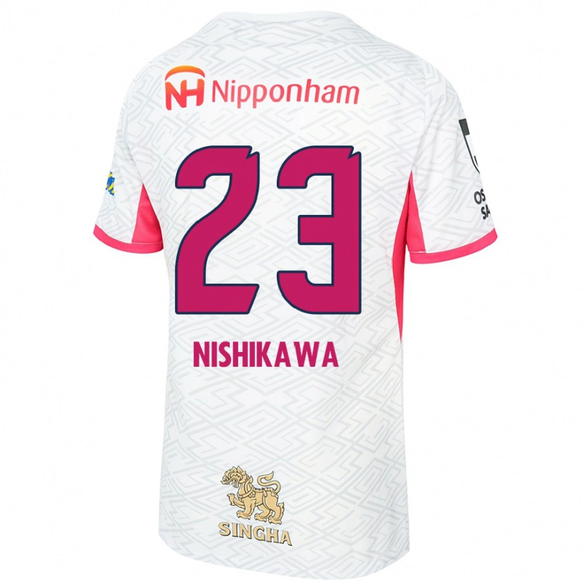 Danxen Donna Maglia Hiroki Nishikawa #23 Bianco Rosa Sakura Kit Gara Away 2025/26 Maglietta
