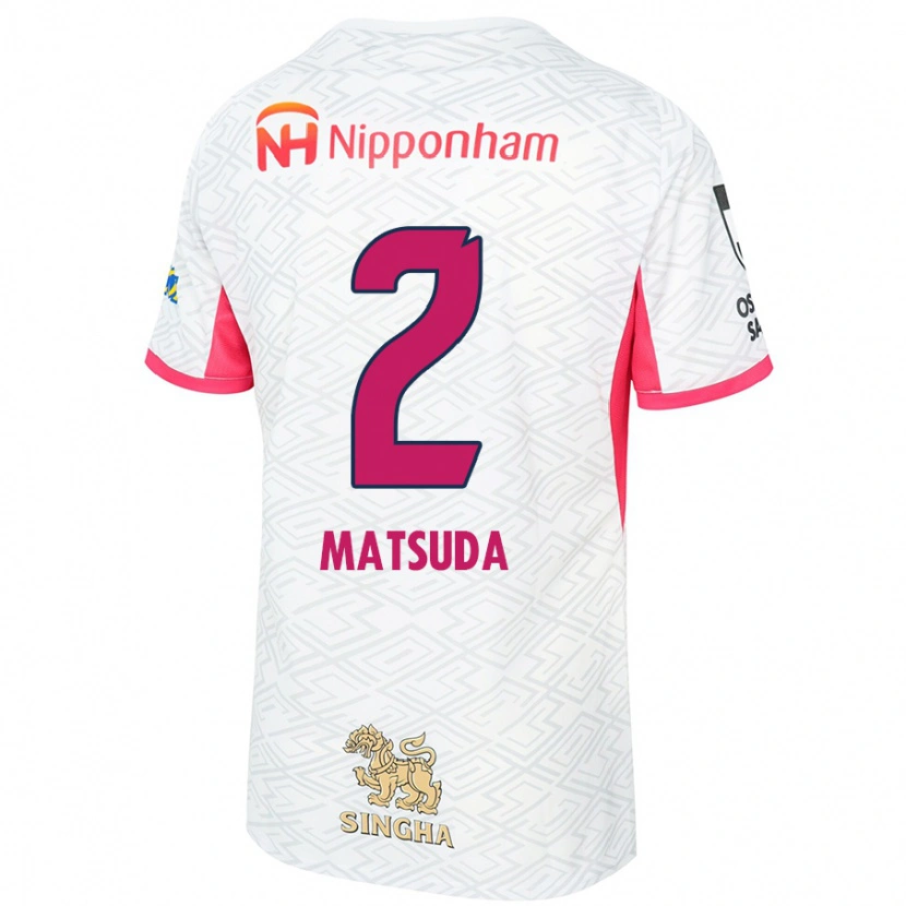 Danxen Donna Maglia Riku Matsuda #2 Bianco Rosa Sakura Kit Gara Away 2025/26 Maglietta