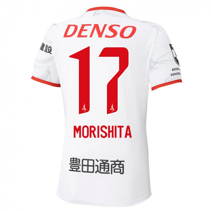 Danxen Donna Maglia Ryoya Morishita #17 Bianco Rosso Kit Gara Away 2025/26 Maglietta
