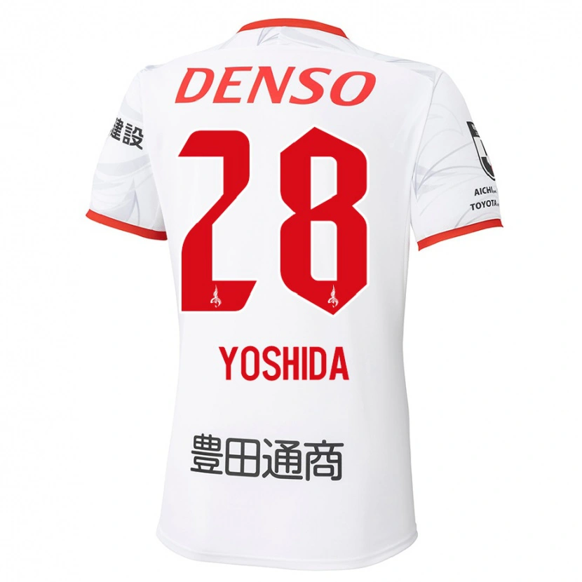 Danxen Donna Maglia Akira Yoshida #28 Bianco Rosso Kit Gara Away 2025/26 Maglietta