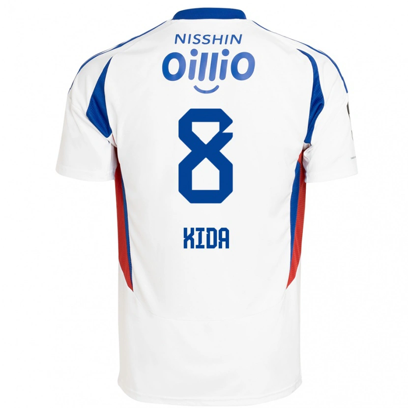 Danxen Donna Maglia Takuya Kida #8 Bianco Blu Royal Kit Gara Away 2025/26 Maglietta