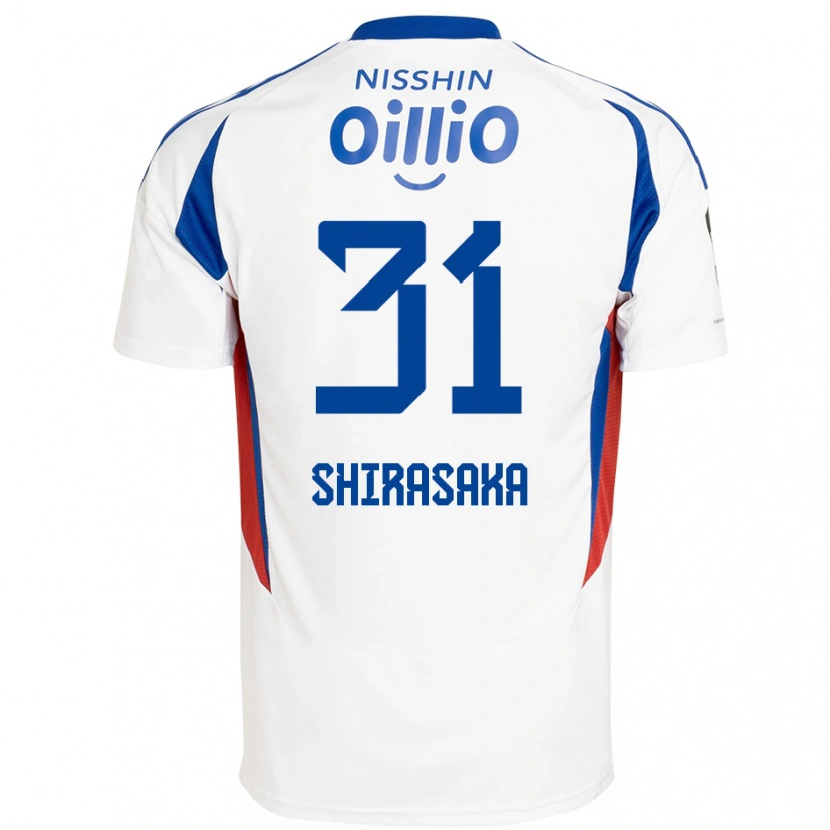 Danxen Donna Maglia Fuma Shirasaka #31 Bianco Blu Royal Kit Gara Away 2025/26 Maglietta