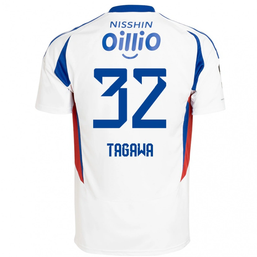 Danxen Donna Maglia Tomoki Tagawa #32 Bianco Blu Royal Kit Gara Away 2025/26 Maglietta