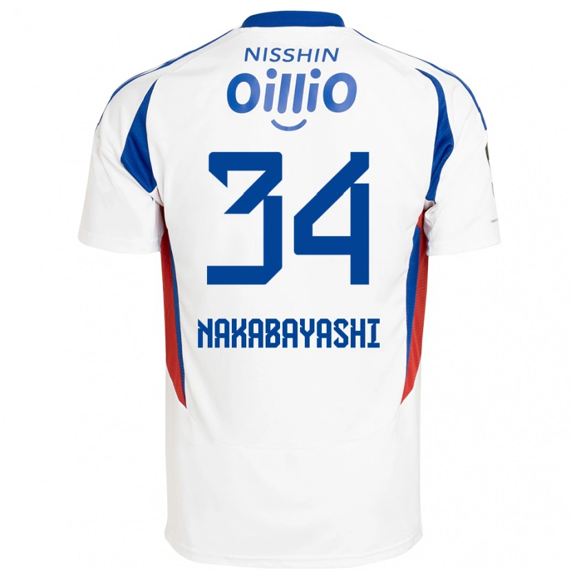 Danxen Donna Maglia Hirotsugu Nakabayashi #34 Bianco Blu Royal Kit Gara Away 2025/26 Maglietta