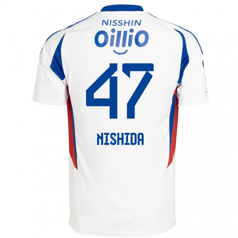 Danxen Donna Maglia Yusuke Nishida #47 Bianco Blu Royal Kit Gara Away 2025/26 Maglietta