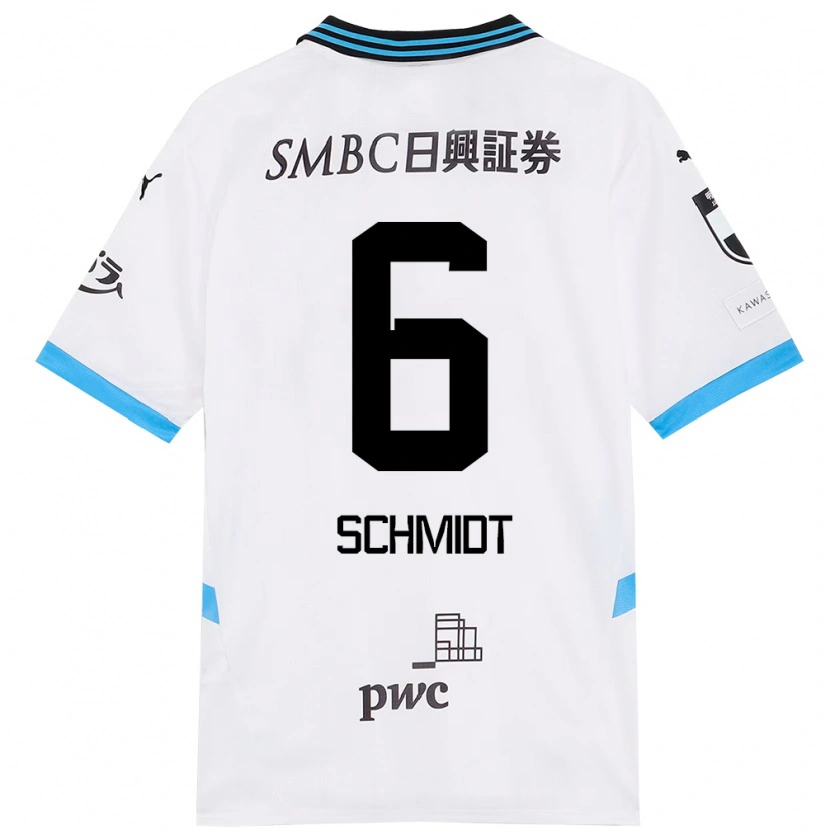Danxen Donna Maglia Joao Schmidt #6 Bianco Azzurro Cielo Kit Gara Away 2025/26 Maglietta