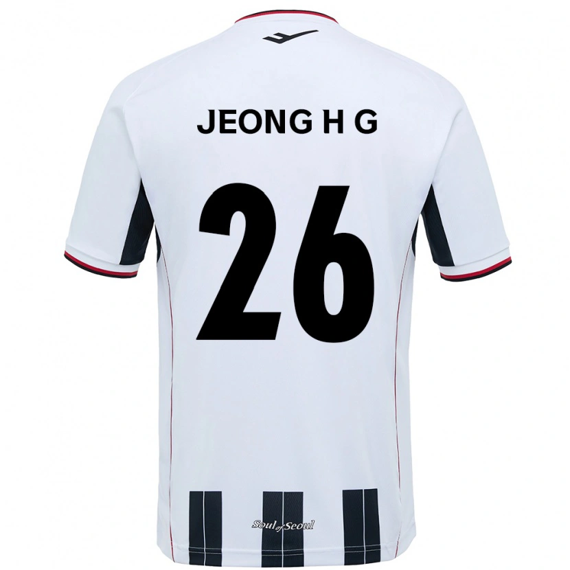 Danxen Donna Maglia Jeong Hyun-Gyeong #26 Bianco Nero Kit Gara Away 2025/26 Maglietta