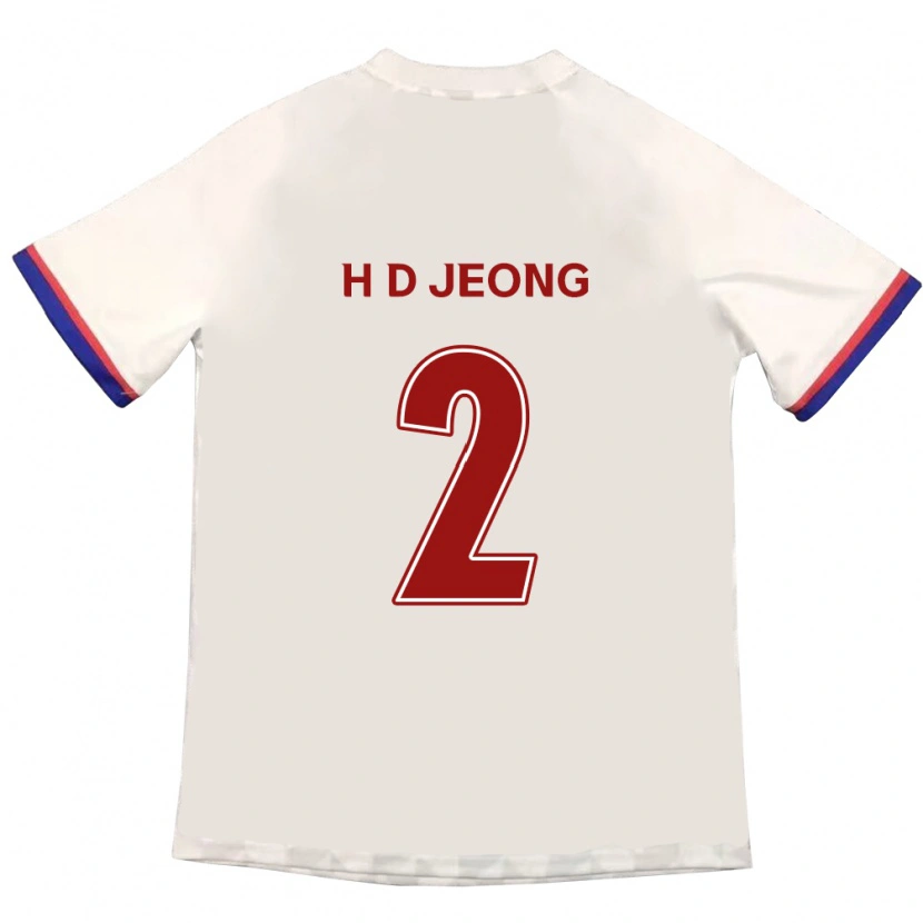 Danxen Donna Maglia Dong-Ho Jeong #2 Bianco Sporco Rosso Kit Gara Away 2025/26 Maglietta