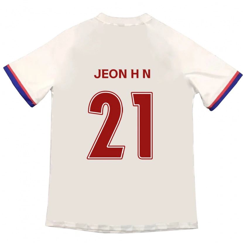 Danxen Donna Maglia Jeon Ha-Neul #21 Bianco Sporco Rosso Kit Gara Away 2025/26 Maglietta