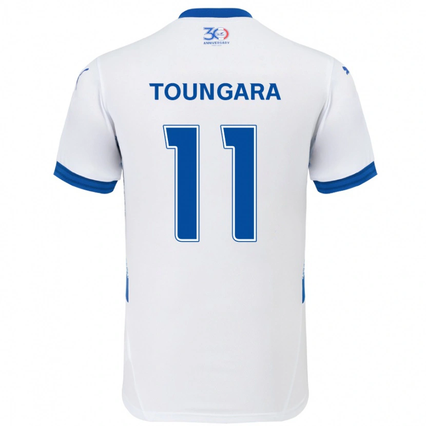 Danxen Donna Maglia Aboubacar Toungara #11 Bianco Blu Royal Kit Gara Away 2025/26 Maglietta