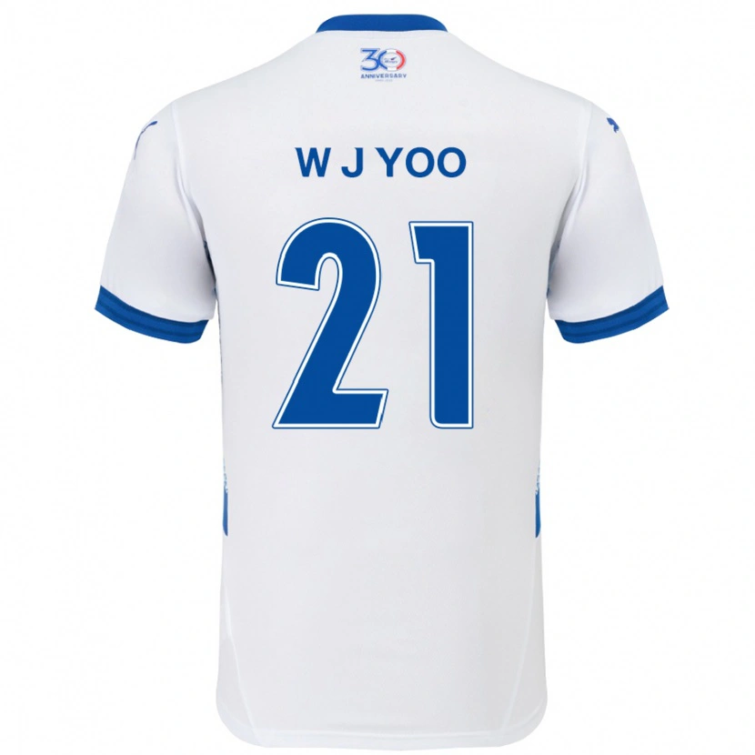 Danxen Donna Maglia Jin-Wook Yoo #21 Bianco Blu Royal Kit Gara Away 2025/26 Maglietta
