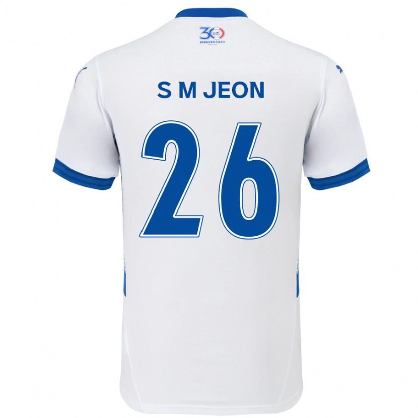 Danxen Donna Maglia Min-Seung Jeon #26 Bianco Blu Royal Kit Gara Away 2025/26 Maglietta