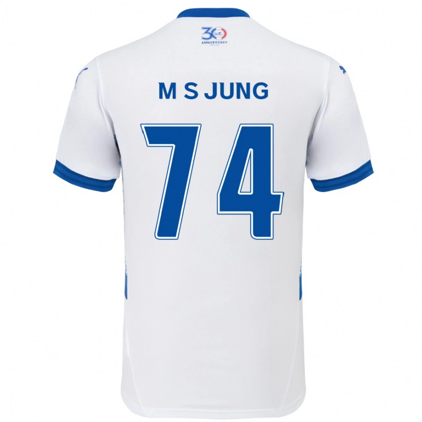 Danxen Donna Maglia Sung-Min Jung #74 Bianco Blu Royal Kit Gara Away 2025/26 Maglietta