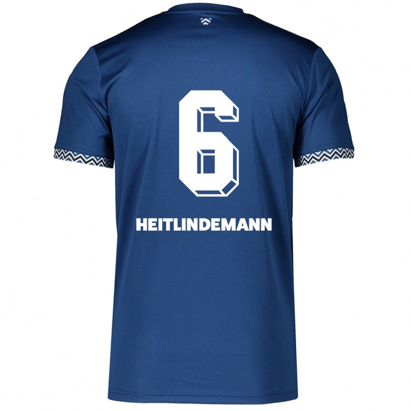 Danxen Donna Maglia Leonie Heitlindemann #6 Blu Navy Bianco Kit Gara Home 2025/26 Maglietta