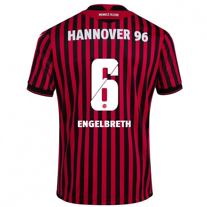 Danxen Donna Maglia Noah Engelbreth #6 Rosso Nero Kit Gara Home 2025/26 Maglietta