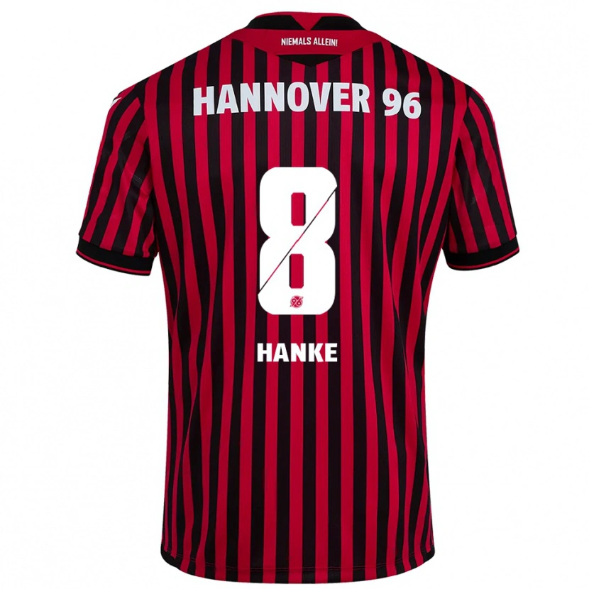 Danxen Donna Maglia Anton Hanke #8 Rosso Nero Kit Gara Home 2025/26 Maglietta
